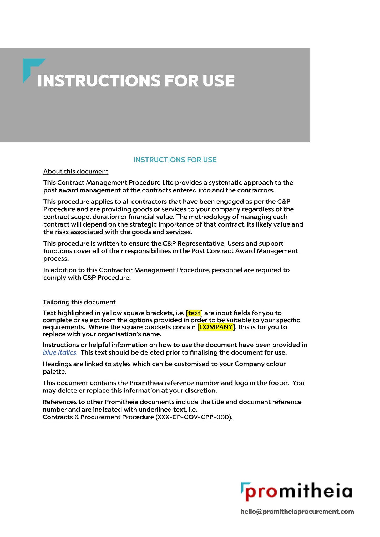Contract Management Procedure - Lite
