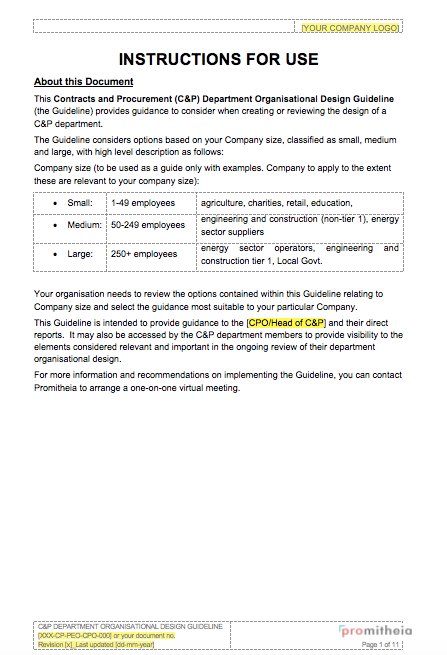 C&P Department Organisational Design Guidelines