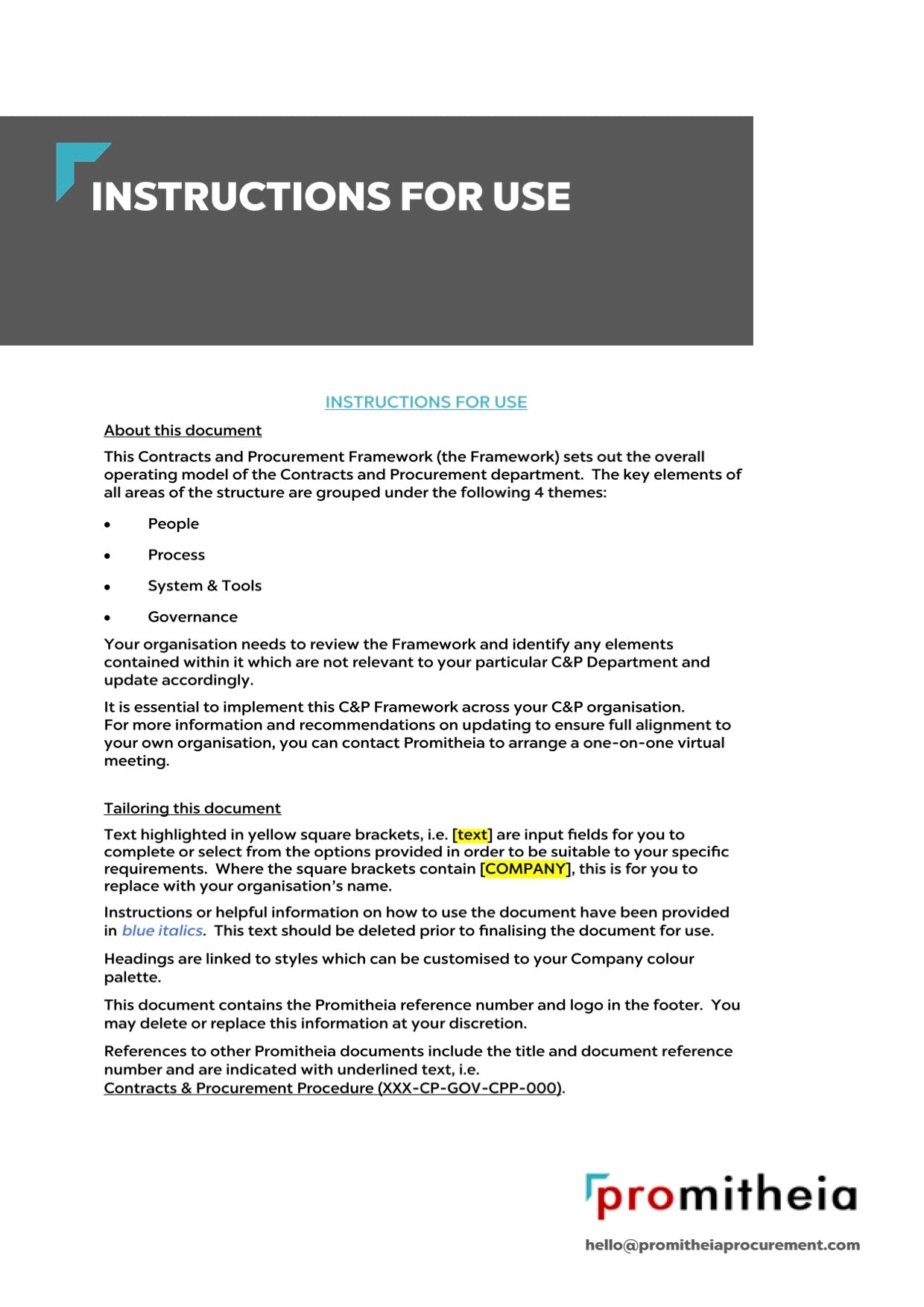 Contracts and Procurement Framework